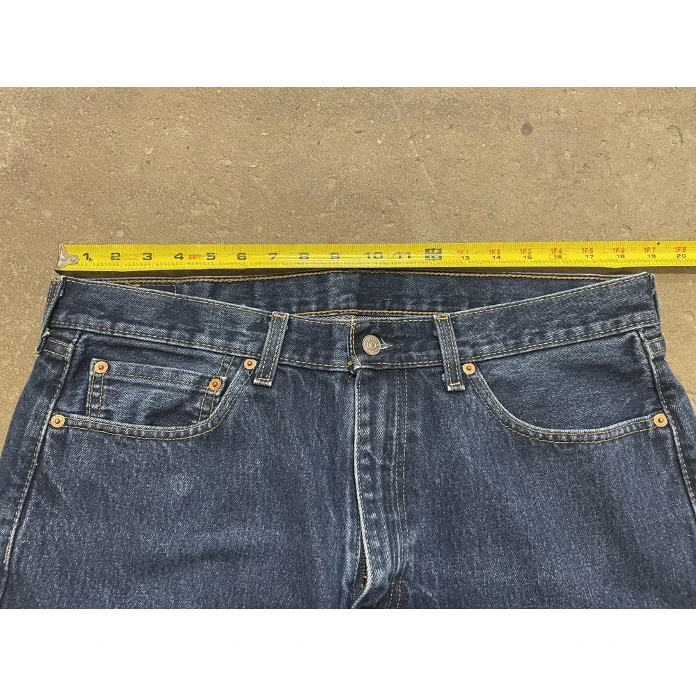 Levis 505 Jeans Mens 36x30 Dark Wash Blue Denim Regular Straight Leg‎ Zip Fly